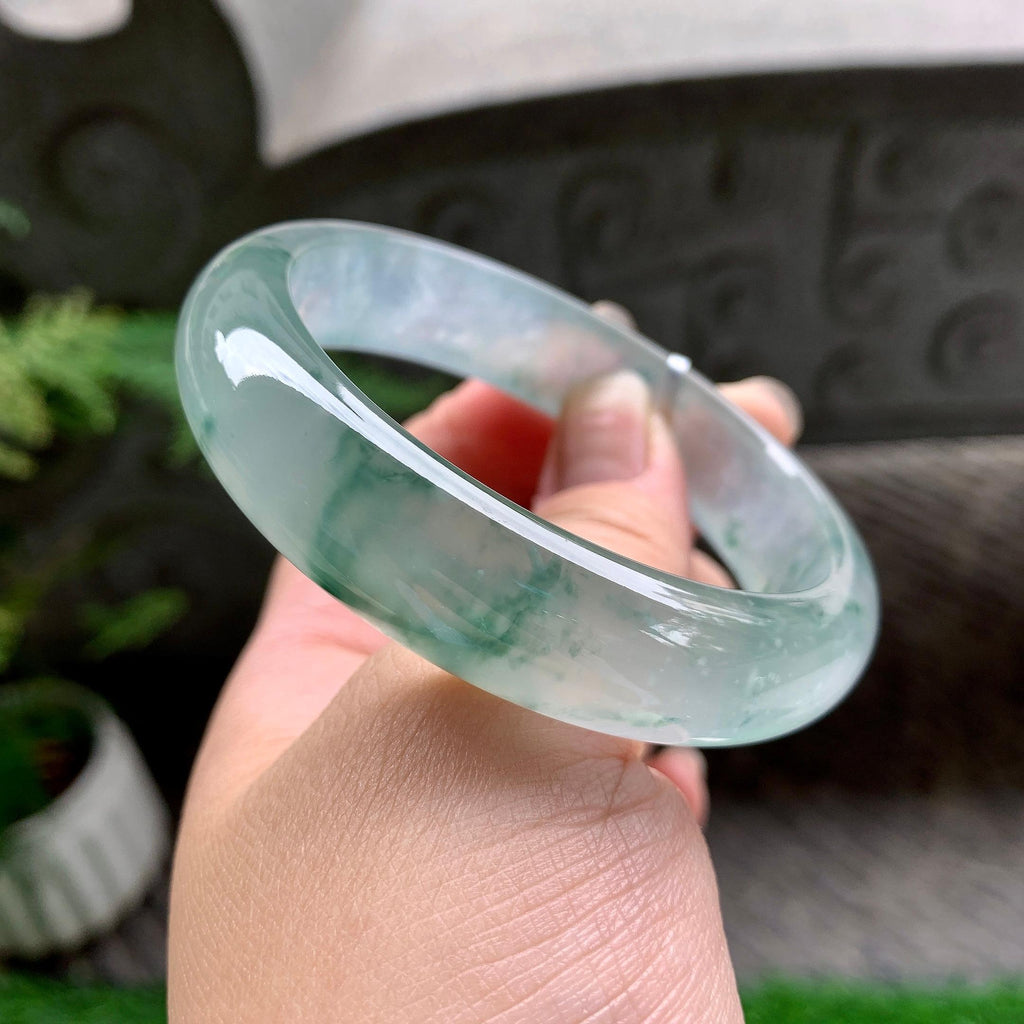 冰种飘花小宽版轮胎手镯（58mm）（yc253748）