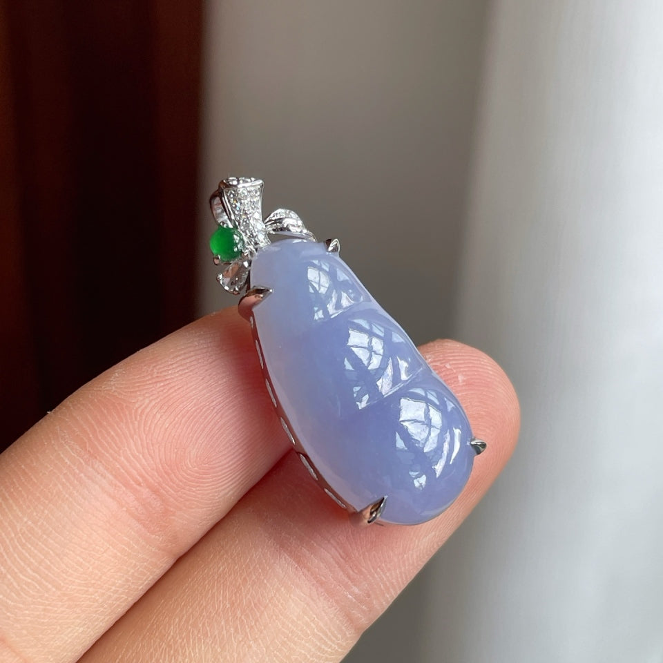 18k金钻镶糯冰紫罗兰翡翠豆子（yc175322）