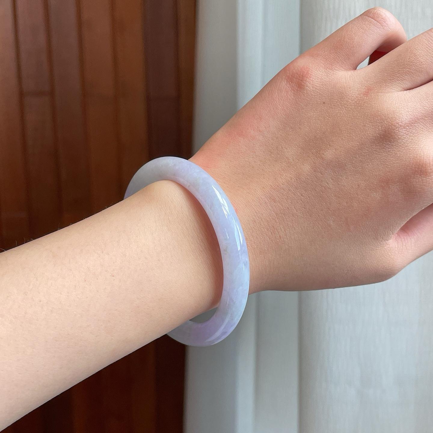 糯冰紫罗兰翡翠圆条手镯（52mm)（yc320885）