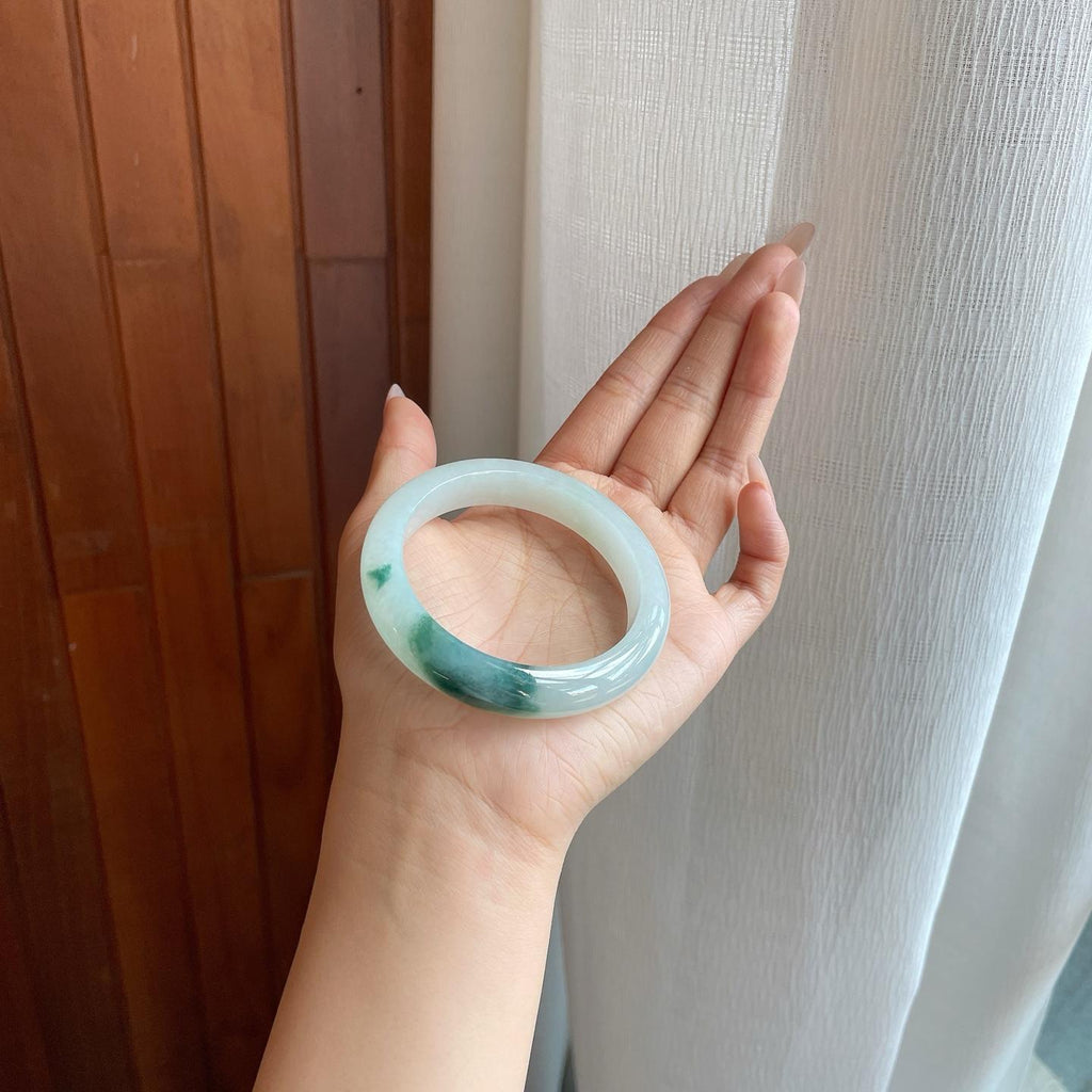 糯冰飘花翡翠平安镯（55.7mm）（yc279380）