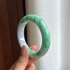 糯冰飘花翡翠平安镯（54.6mm)（yc422957）
