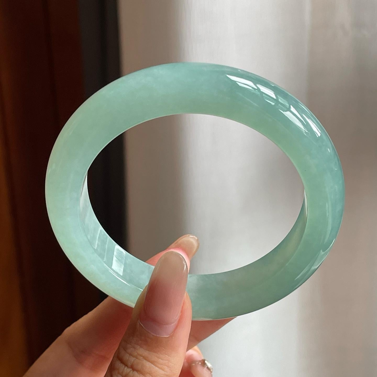 糯冰种晴底翡翠平安镯（56mm）（yc200656）