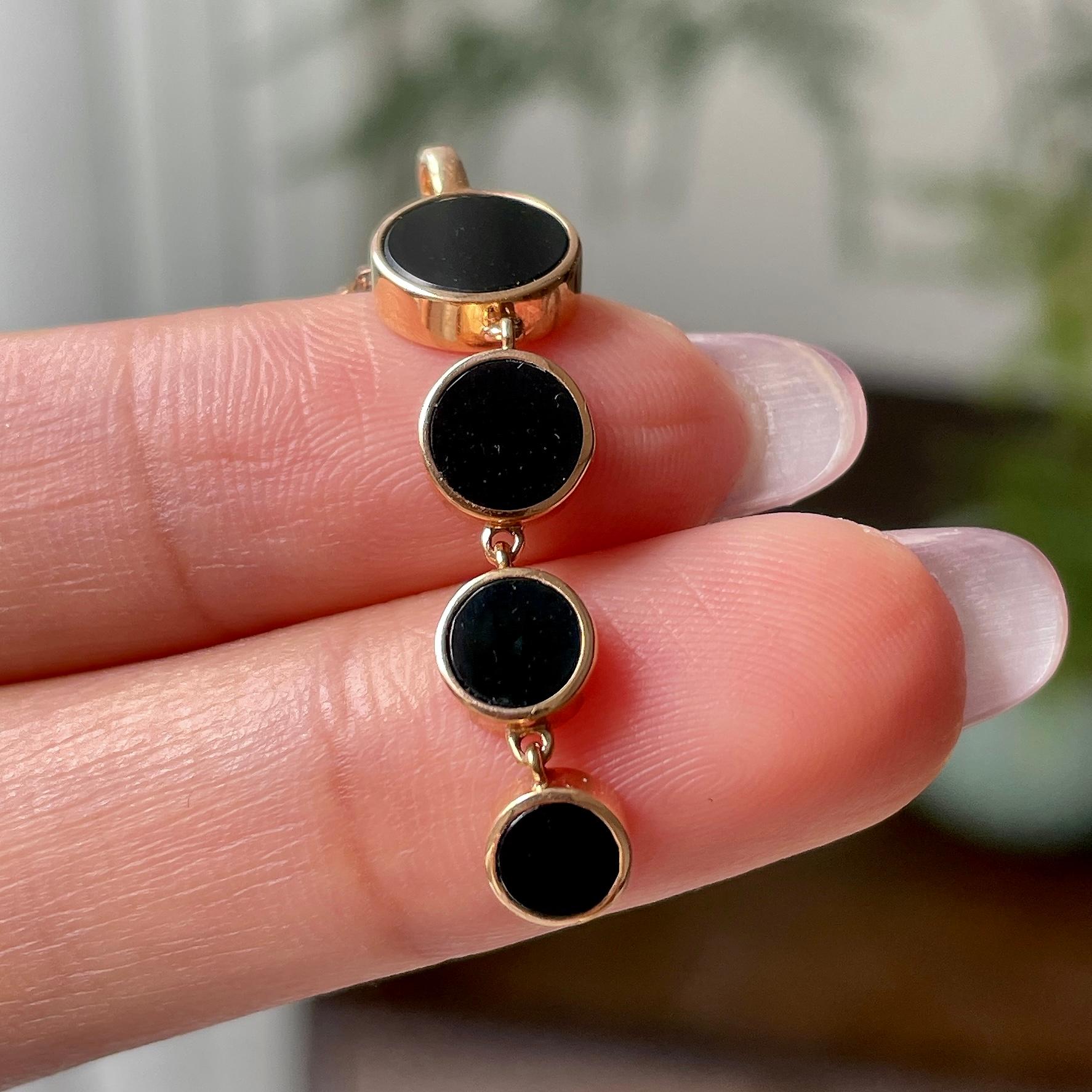 18k金镶细糯种墨翠圆牌项链    天然缅甸A货翡翠（yc332465）