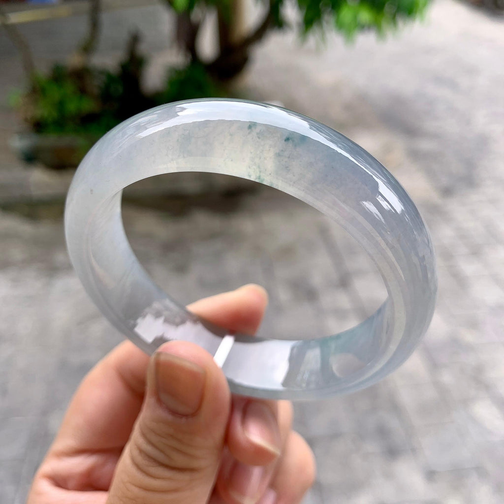 糯冰种飘花宽版轮胎手镯（57.2mm）（yc233907）