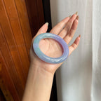 糯冰种春彩紫罗兰翡翠圆条手镯（54mm）（yc221885）