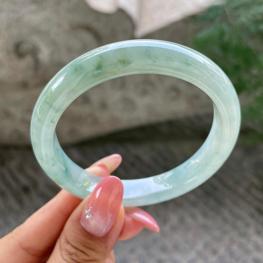 细糯种飘花正圈平安镯56.8圈       天然缅甸A货翡翠（yc431605）