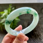细糯种飘花正圈平安镯53.2圈口 天然缅甸A货翡翠（yc320314）