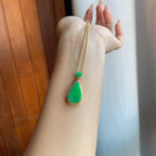 18k真金真钻镶糯冰满绿翡翠水滴（yc242747）