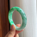 糯冰飘花翡翠平安镯（53mm)（yc424287）