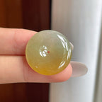 糯冰黄翡翡翠平安扣（yc261420）