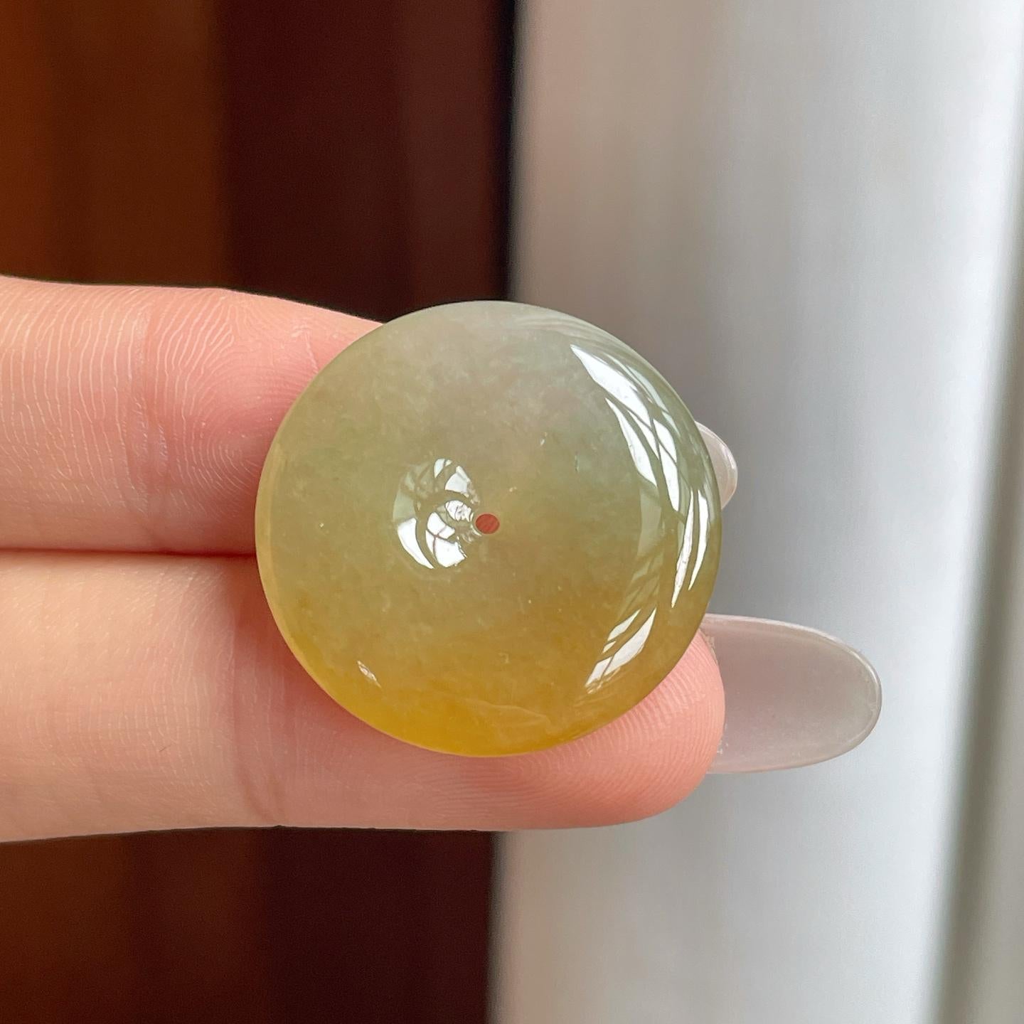 糯冰黄翡翡翠平安扣（yc261420）