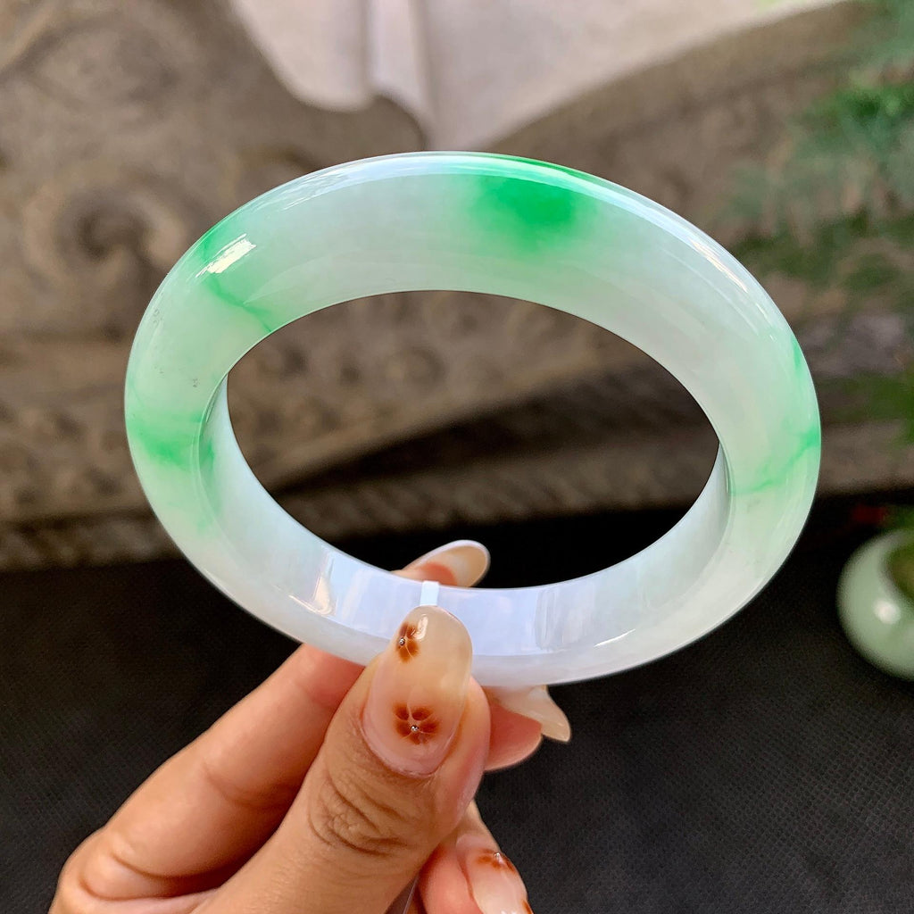 细糯种飘绿平安镯（56mm）（yc264525）