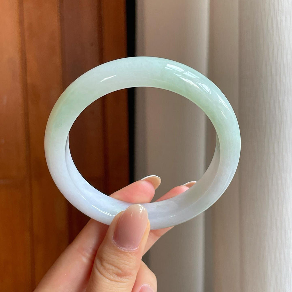 糯冰淡春彩翡翠平安镯（58.6mm）（yc375386）