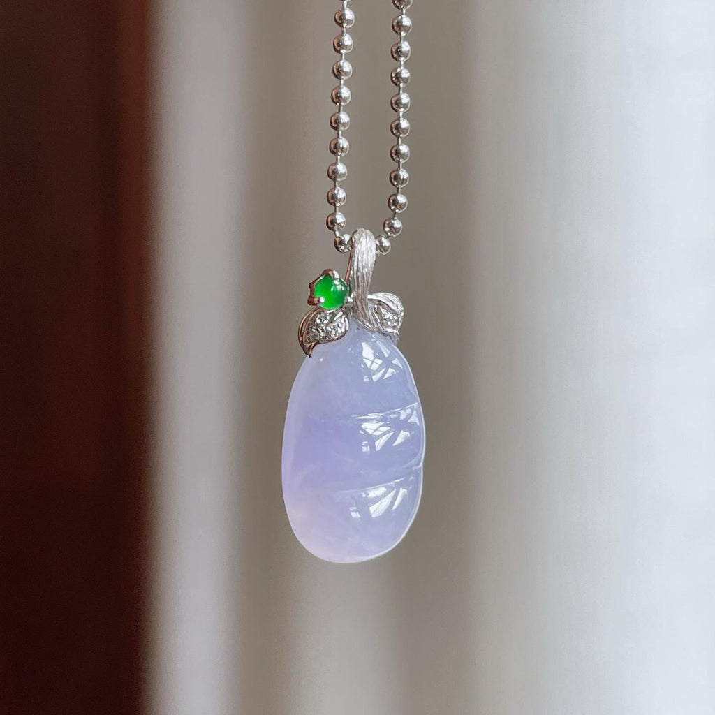 18k金扣糯冰紫罗兰翡翠豆子（yc240423）