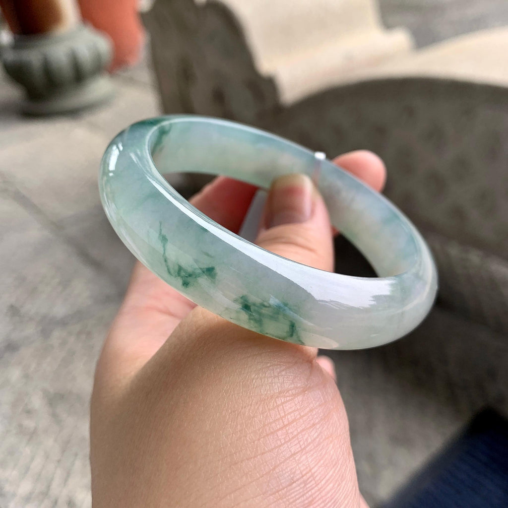糯冰种飘花平安镯（56mm）（yc228513）