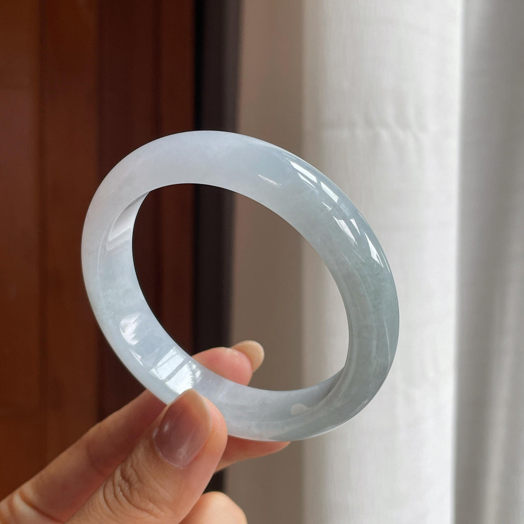 冰种淡底色翡翠平安镯（57mm）（yc404790）