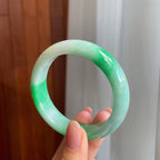 糯冰带色翡翠平安镯（53.6mm)（yc342187）