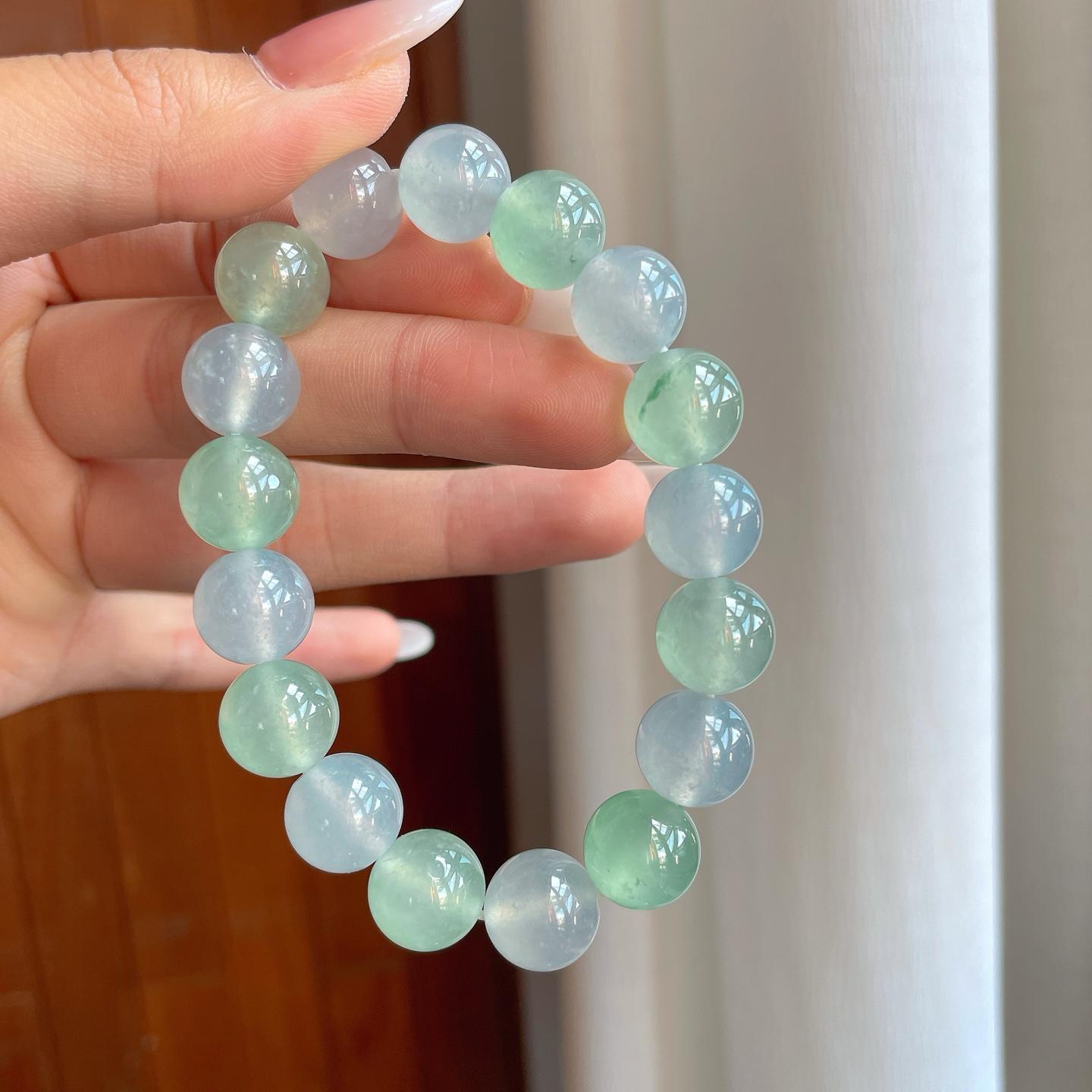 冰种玛卡龙翡翠珠串手串（yc266480）