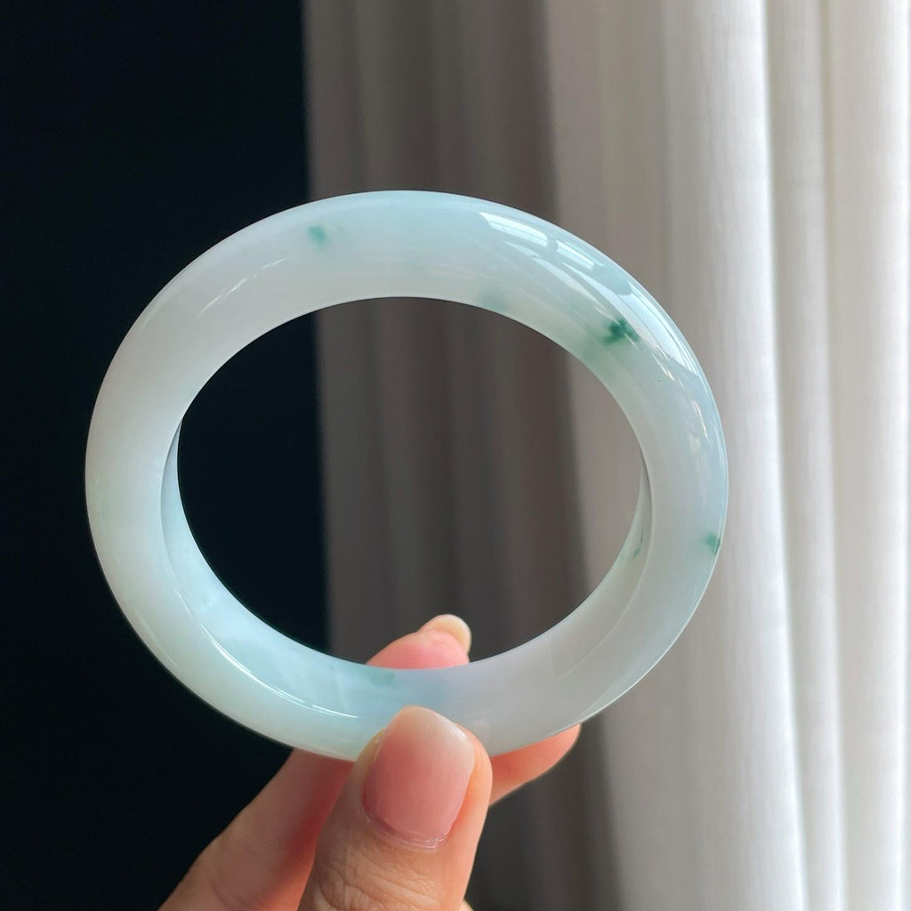 糯冰飘花翡翠平安镯（58.3mm)（yc389477）