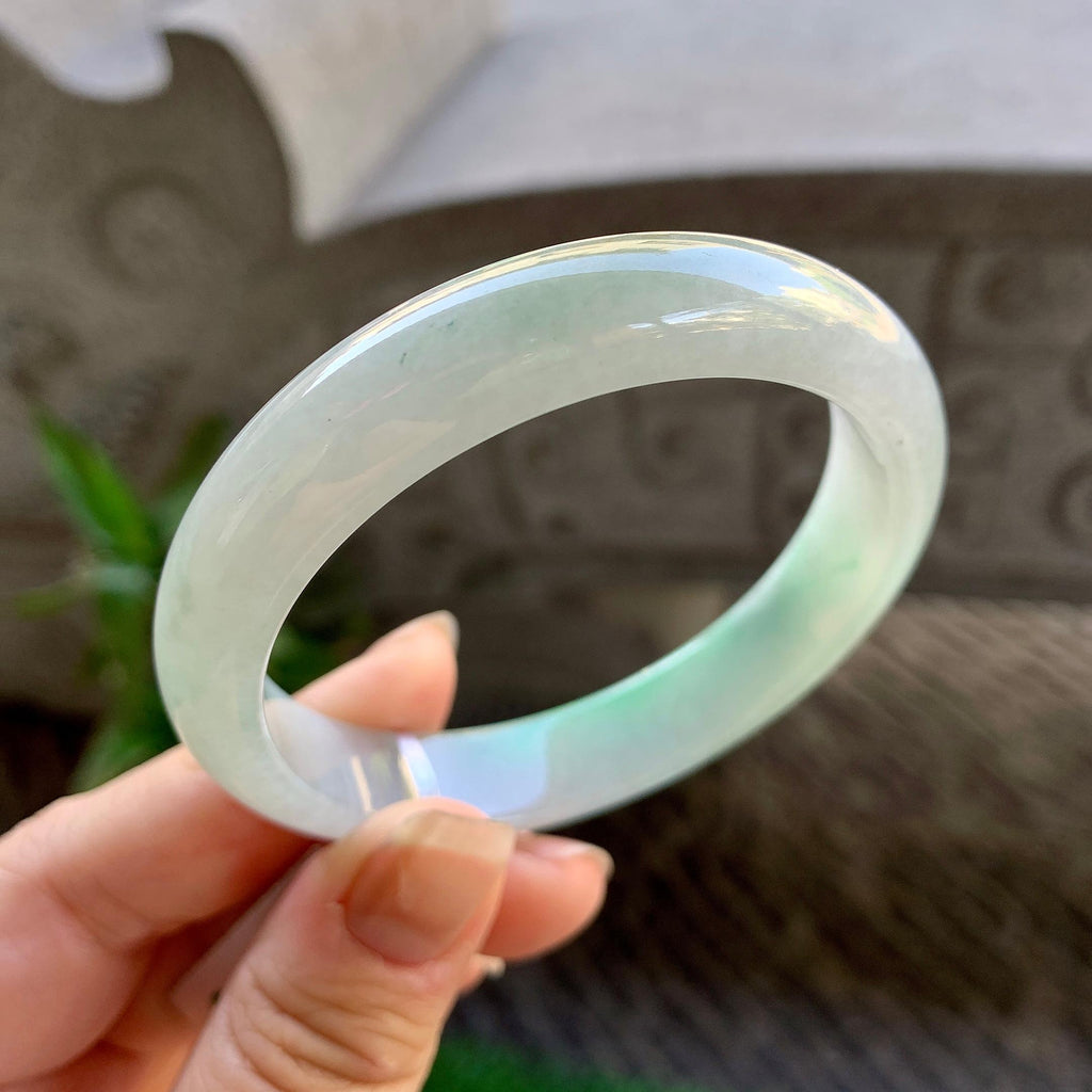 细糯种飘绿平安镯（56mm）（yc308180）