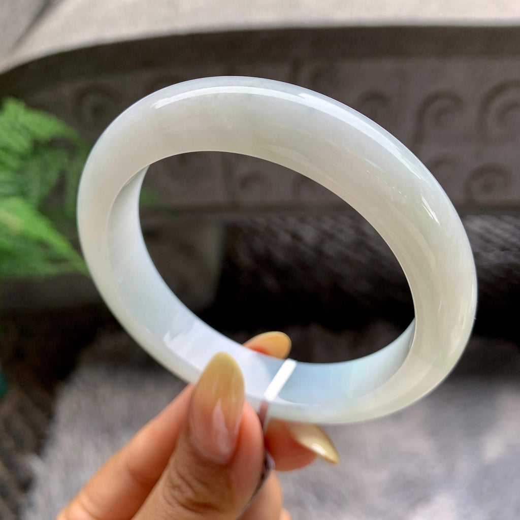 细糯种飘花正圈平安镯57.5圈 天然缅甸A货翡翠（yc481902）