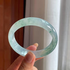 冰种飘花宽版翡翠平安镯(58.5mm)（yc422916）