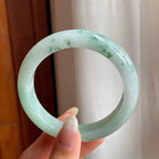 糯冰种晴底飘花翡翠平安镯（55mm）（yc216822）