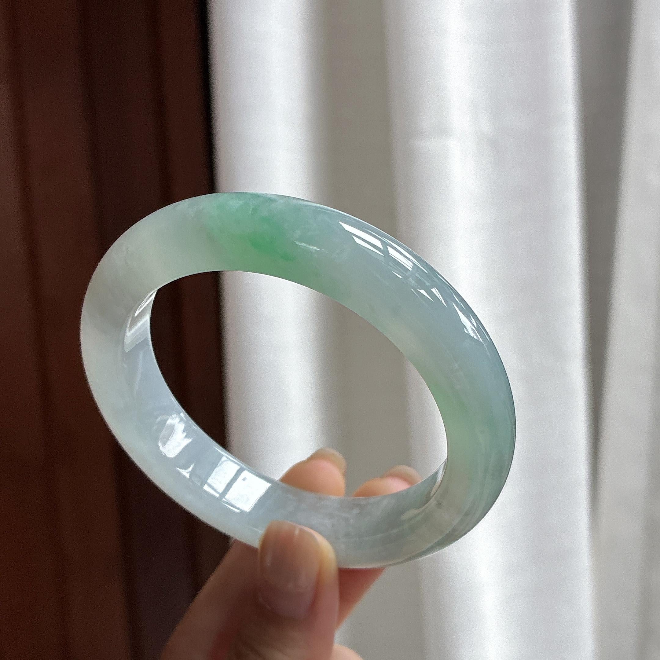 糯冰飘花正圈平安镯 56圈 天然缅甸A货翡翠（yc482357）