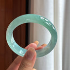 冰种湖水蓝宽版翡翠平安镯（57.8mm）（yc420191）