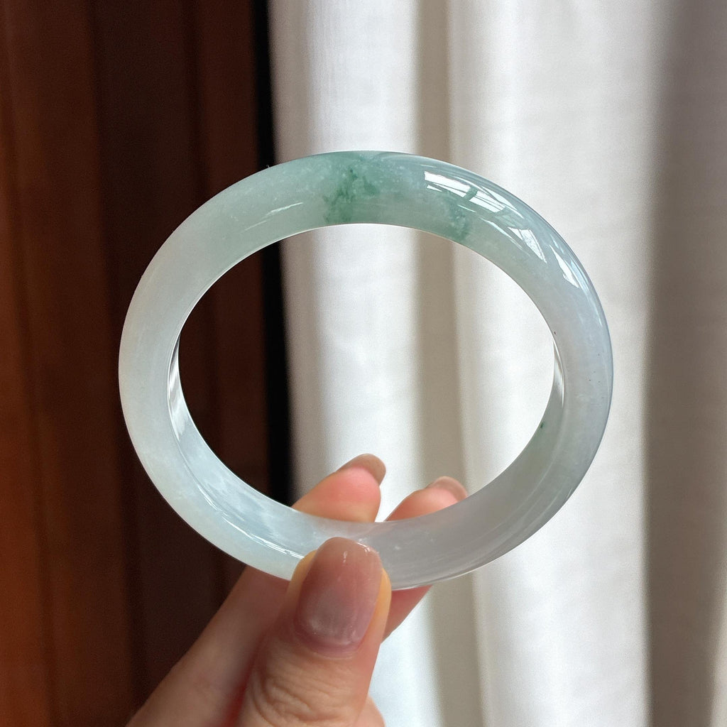 糯冰飘花翡翠平安镯 56圈天然缅甸A货翡翠（yc439103）