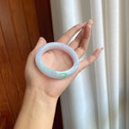 糯冰带色翡翠平安镯（56.5mm）（yc264148）