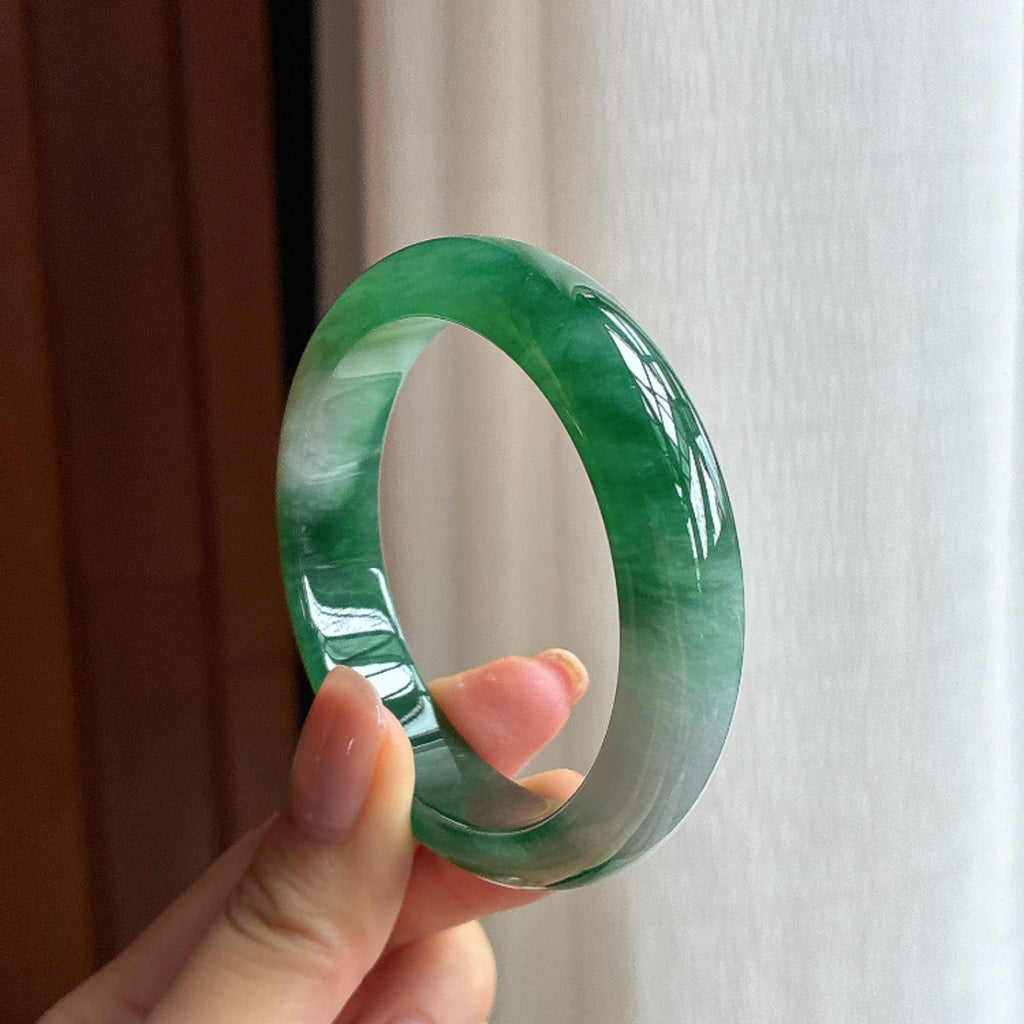 冰种带色翡翠平安镯（53.2mm)（yc424263）