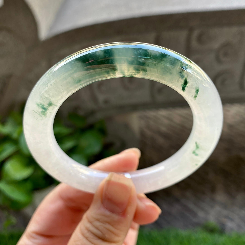 糯冰种飘花圆条手镯（54.7mm）（yc304783）
