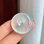 冰种起光飘花平安扣天然缅甸A货翡翠（yc440866）