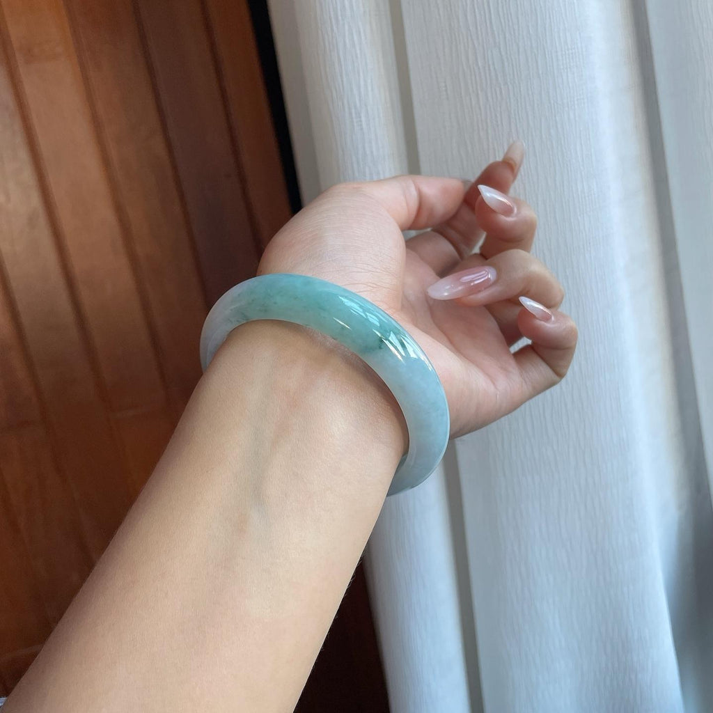 糯冰飘花翡翠平安镯（58.6mm）（yc266507）