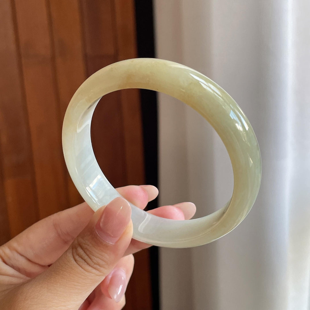 糯冰黄翡正圈平安镯 57圈 天然缅甸A货翡翠（yc698770）