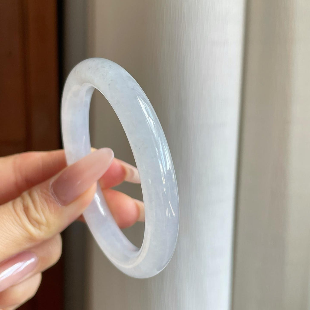 糯冰无色翡翠圆条手镯（52mm）（yc278682）