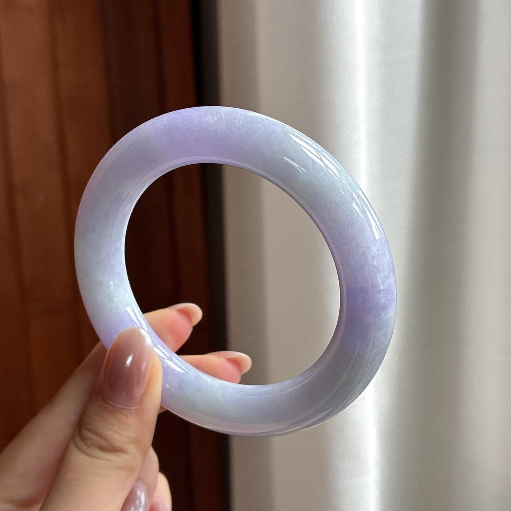 糯冰紫罗兰圆条手镯 56圈 天然缅甸A货翡翠（yc537651）