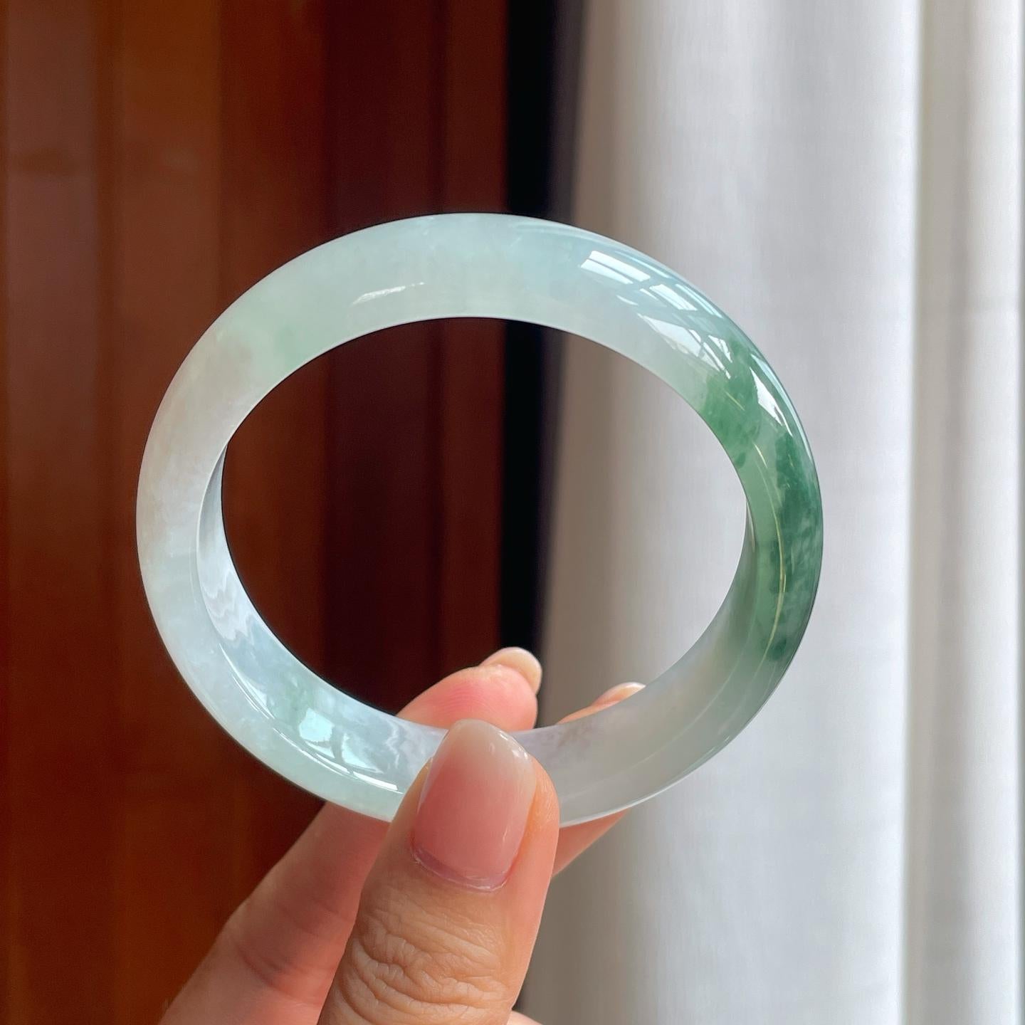 糯冰飘花翡翠平安镯（58.5mm）（yc457469）