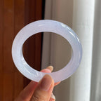 冰种淡紫罗兰翡翠平安镯(55.7mm)（yc422943）