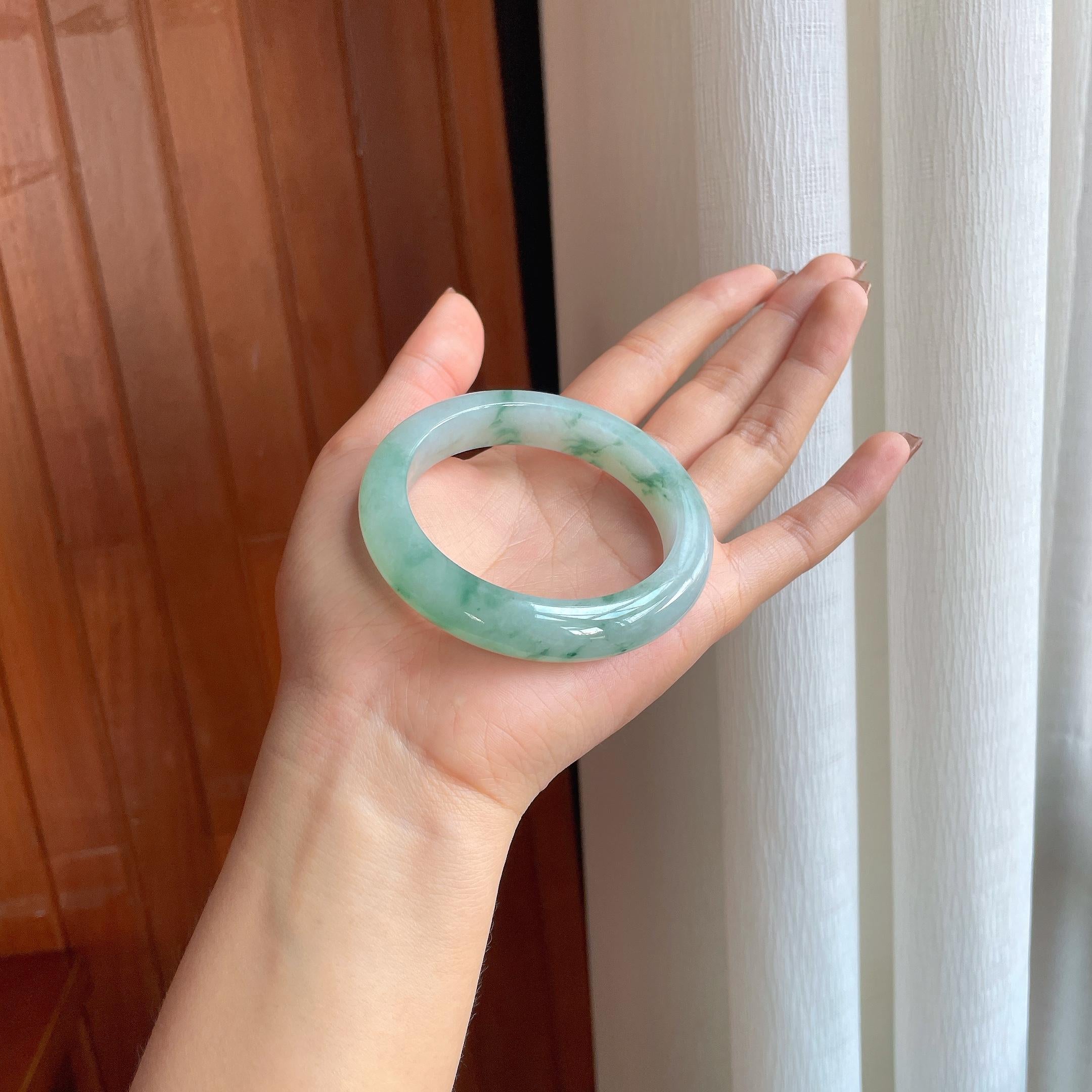 糯冰飘花翡翠平安镯（56.2mm）（yc365719）