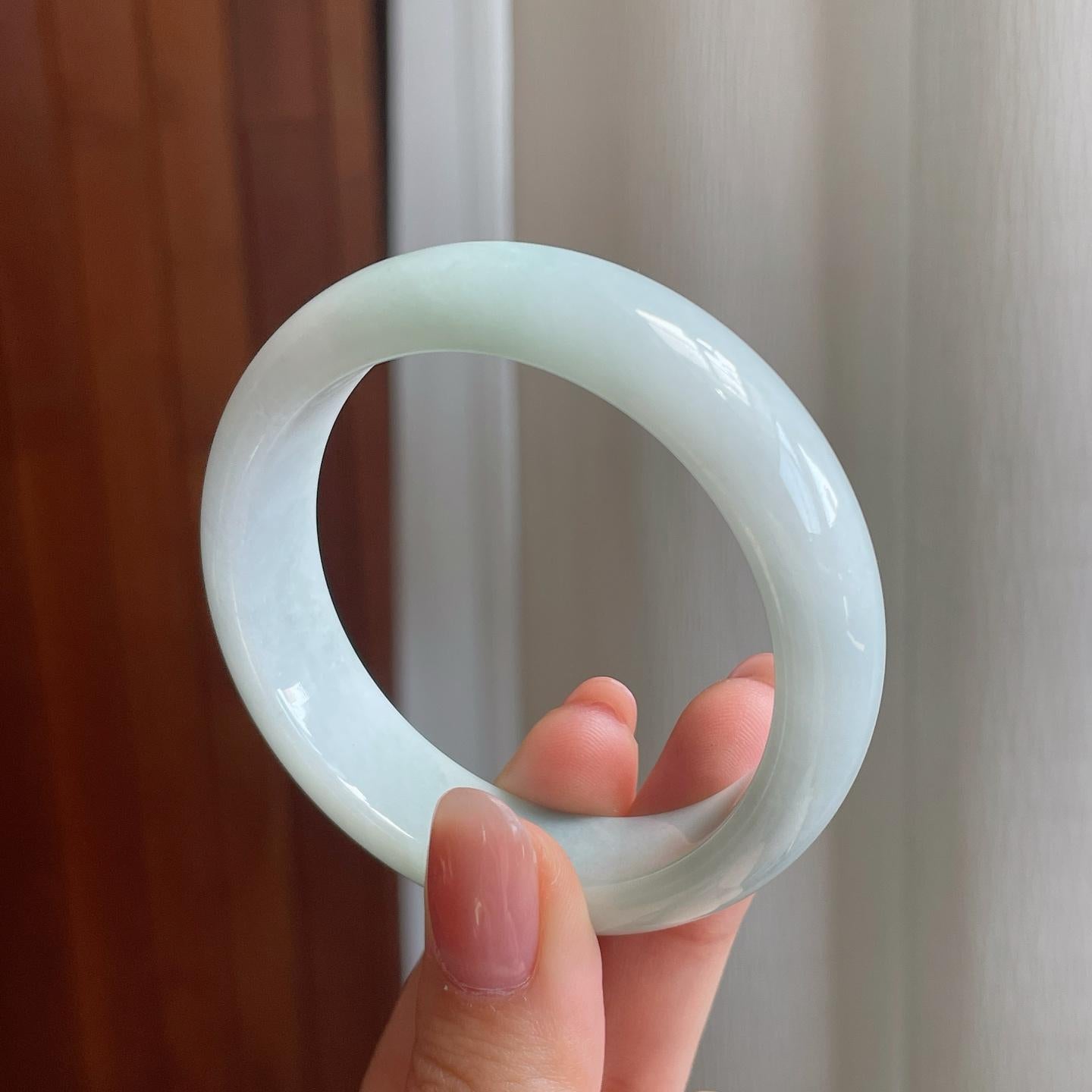 糯冰飘花翡翠平安镯（51mm)（yc329632）