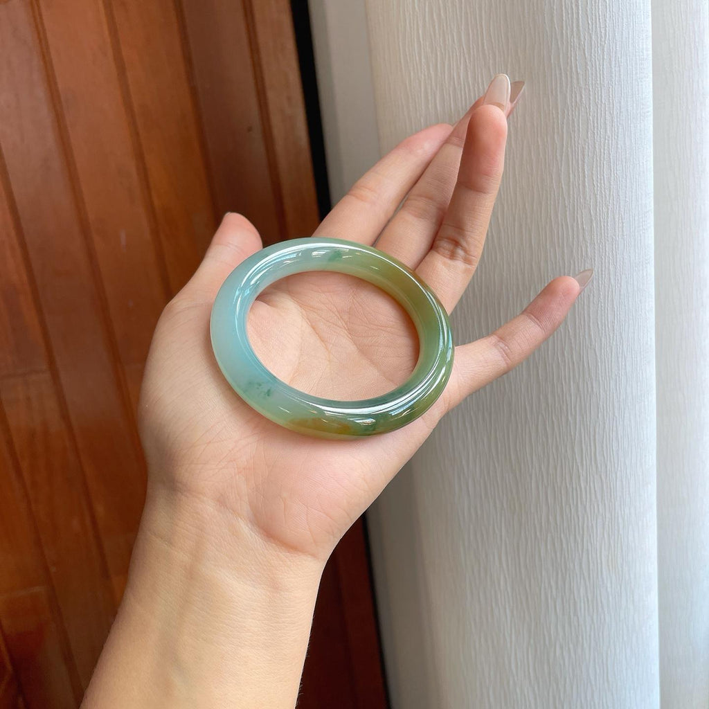 糯冰特色翡翠圆条手镯（53.4mm）（yc272832）