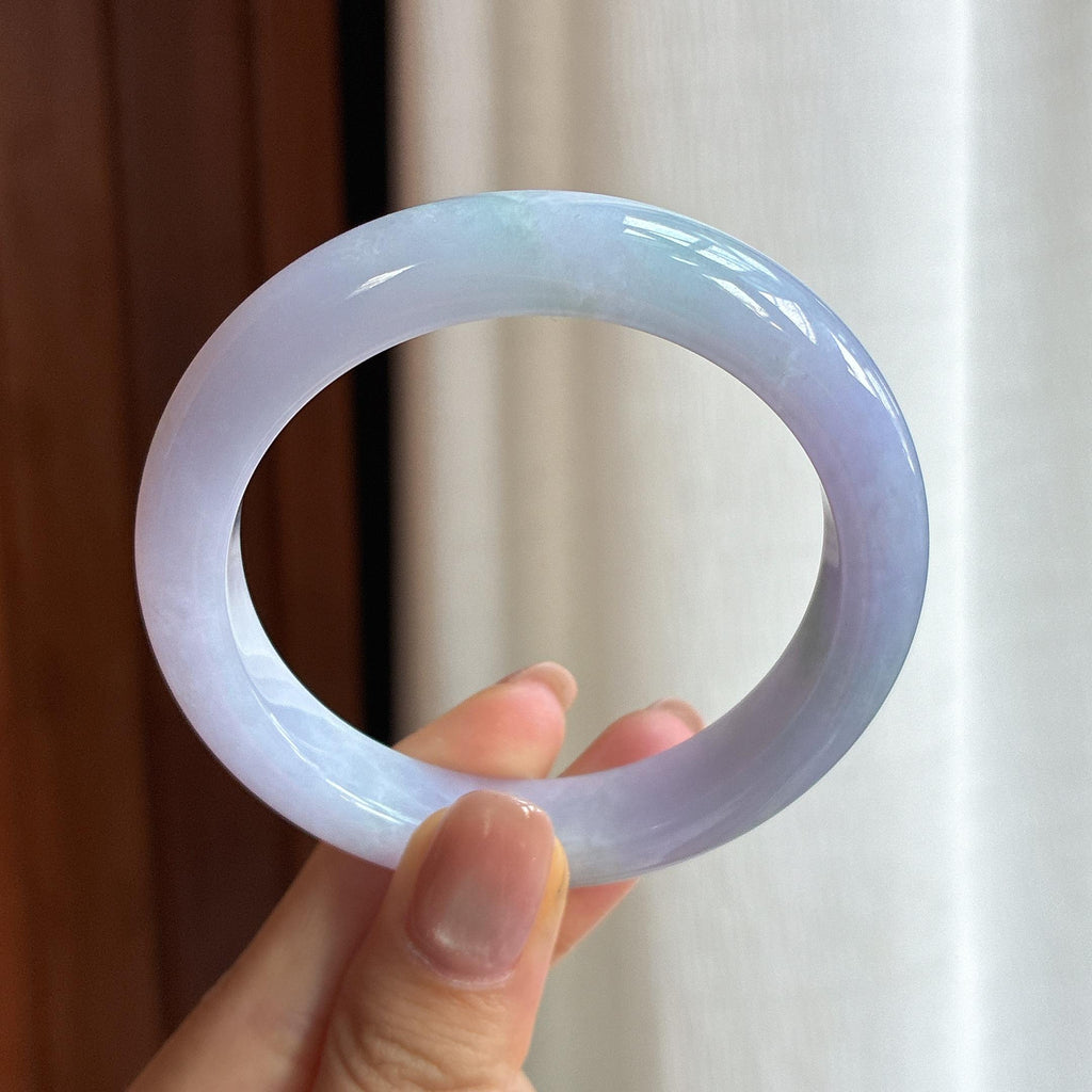 糯冰淡春底翡翠平安镯（53mm)（yc422979）