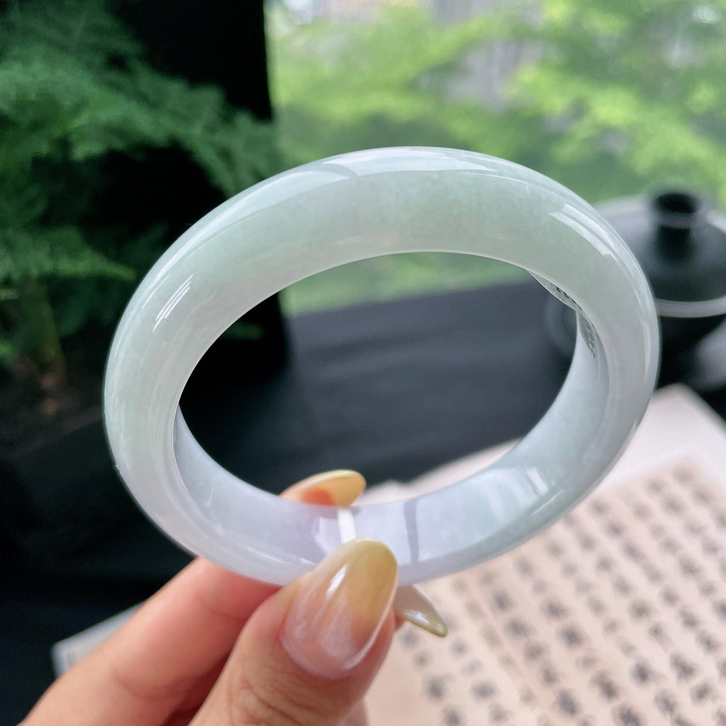 细糯种淡春彩正圈平安镯55.1圈 天然缅甸A货翡翠（yc473070）
