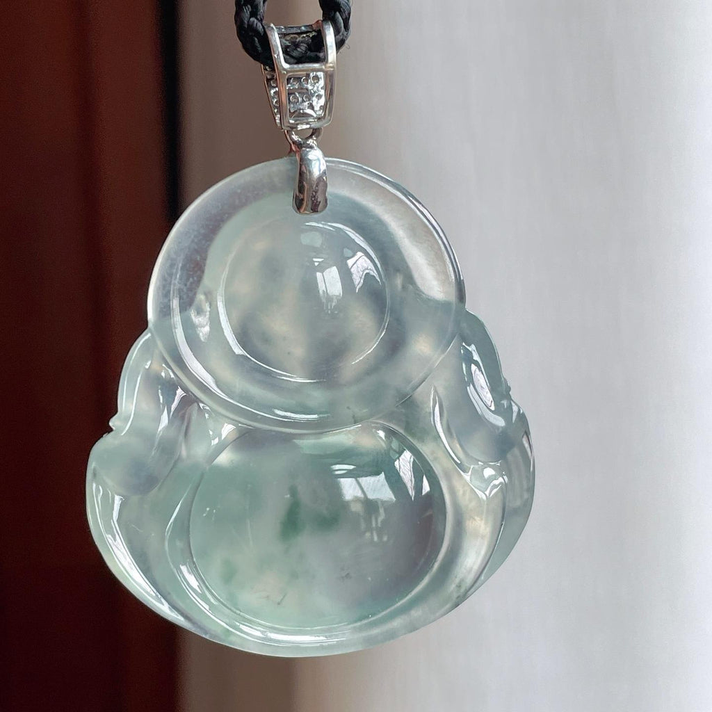 18k金扣冰种飘花翡翠佛公（yc248543）