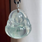 18k金扣冰种飘花翡翠佛公（yc248543）