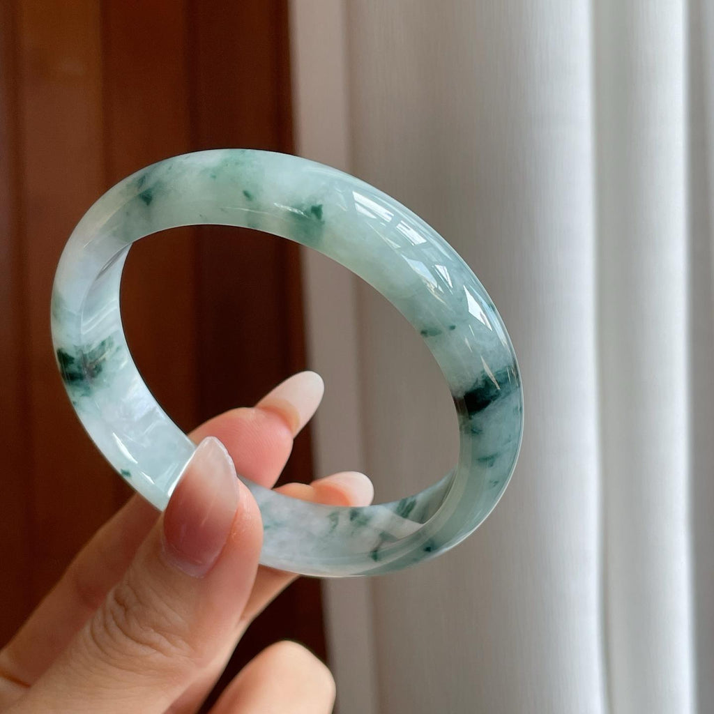 糯冰飘花翡翠平安镯（57.5mm）（yc311289）