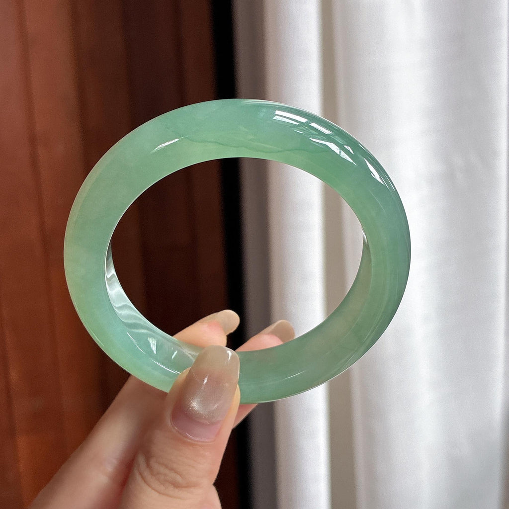冰种湖水绿正圈平安镯55圈 天然缅甸A货翡翠（yc466060）