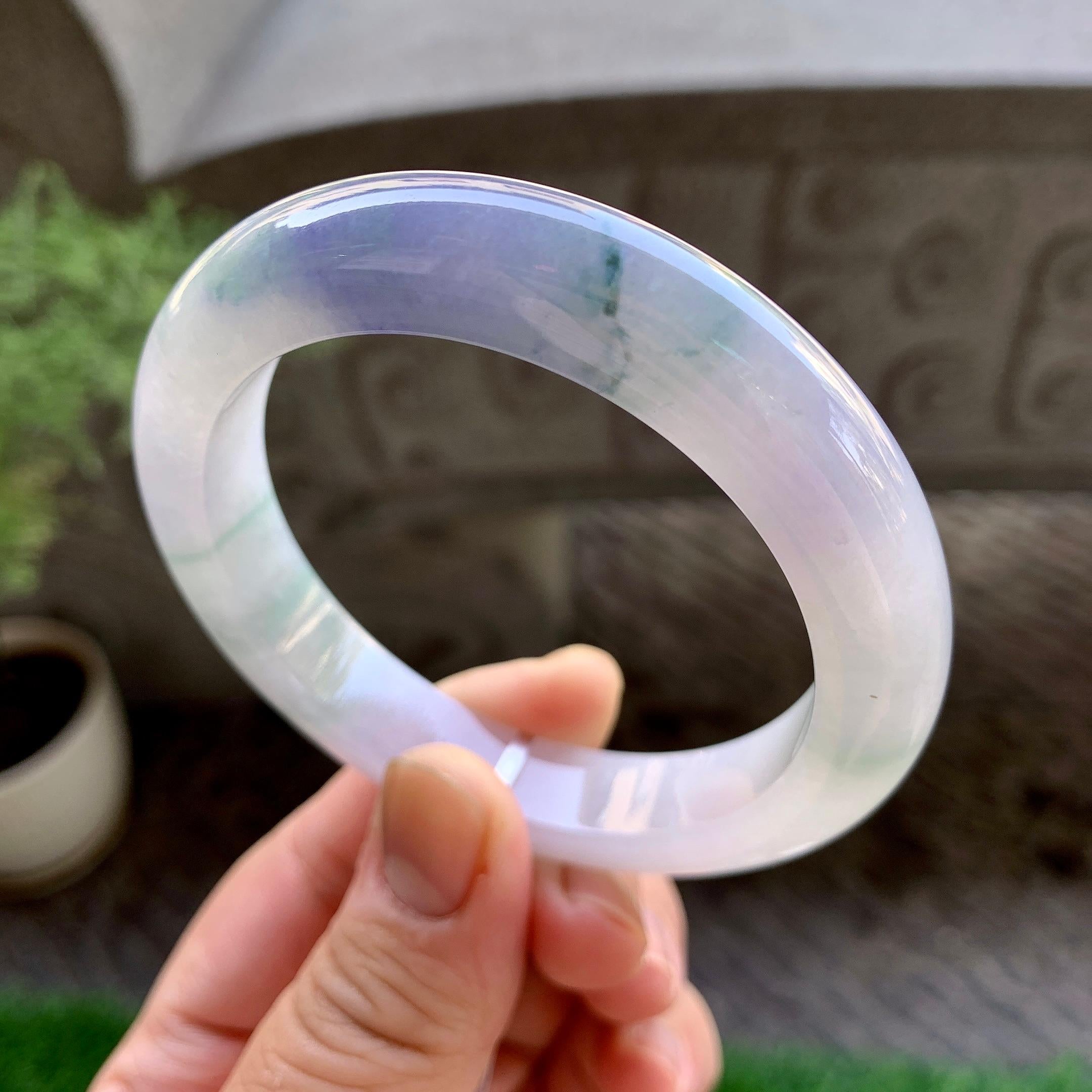 细糯种紫罗兰飘花平安镯（56mm）（yc240754）